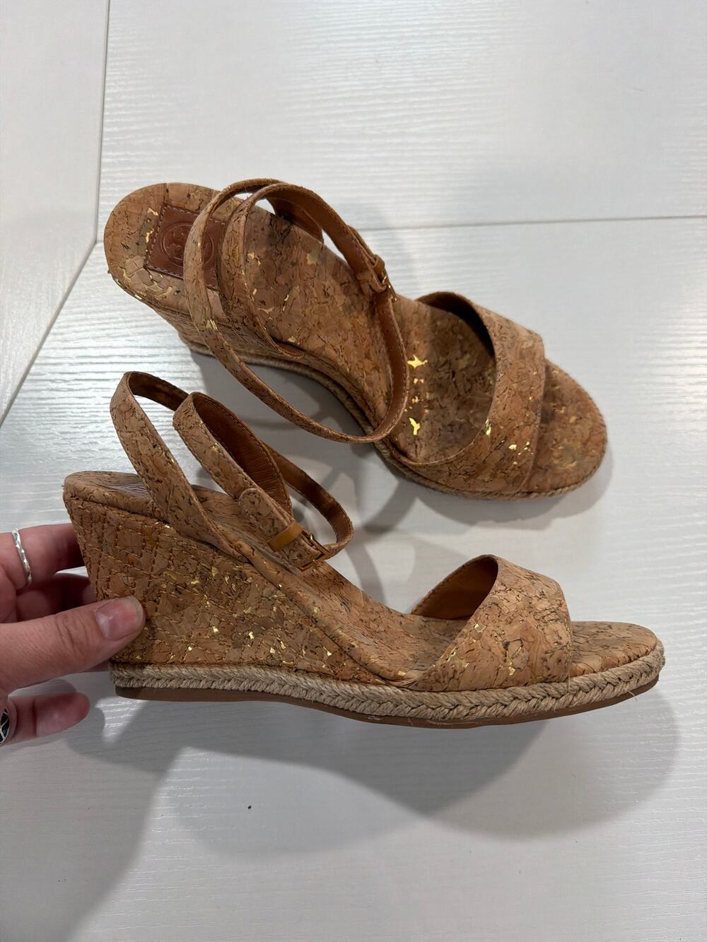 Tory Burch Cork Wedge Espadrille Sandals Size 6